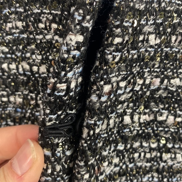 J. CREW Tweed Sequin Black Jacket Statement Bell Sleeves Blazer - Size 00 - Picture 7 of 13